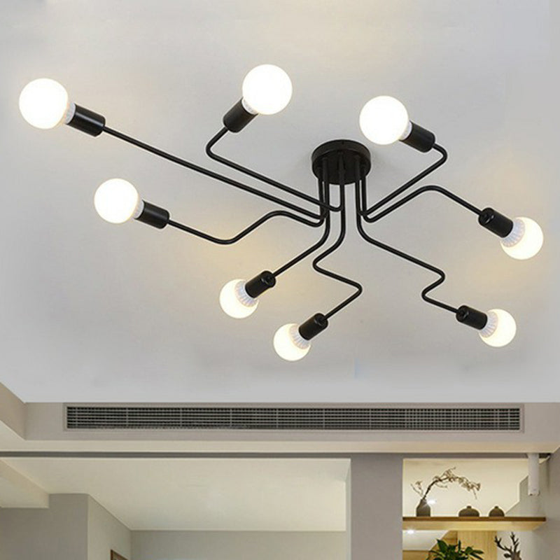 Maze Semi Flush Ceiling Light Industrial Metallic Flush Mount Lighting for Living Room Clearhalo 'Ceiling Lights' 'Close To Ceiling Lights' 'Close to ceiling' 'Semi-flushmount' Lighting' 2283411