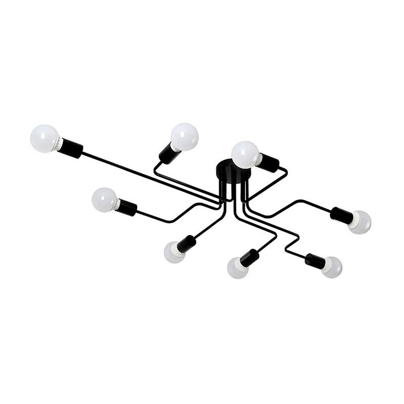 Maze Semi Flush Ceiling Light Industrial Metallic Flush Mount Lighting for Living Room Clearhalo 'Ceiling Lights' 'Close To Ceiling Lights' 'Close to ceiling' 'Semi-flushmount' Lighting' 2283415
