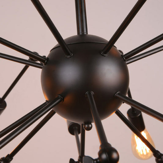 20 Lights Spider Chandelier Rustic Black Metallic Ceiling Suspension Lamp for Dining Room Clearhalo 'Cast Iron' 'Ceiling Lights' 'Chandeliers' 'Industrial Chandeliers' 'Industrial' 'Metal' 'Middle Century Chandeliers' 'Rustic Chandeliers' 'Tiffany' Lighting' 2283435