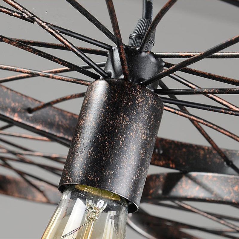 Rust Cealing Light Wheel Ceiling Pendant Light Industrial Style Rust Metal Chandelier for ...