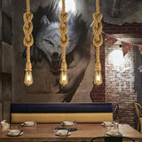 Open Bulb Bistro Down Lighting Pendant Rural Rope 1 Head Brown Hanging Ceiling Light Clearhalo 'Ceiling Lights' 'Industrial Pendants' 'Industrial' 'Middle Century Pendants' 'Pendant Lights' 'Pendants' 'Tiffany' Lighting' 2283473