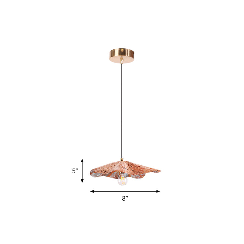 Country Lotus Hanging Ceiling Light 1 Head Metal Drop Pendant in Brass for Dining Room Clearhalo 'Ceiling Lights' 'Pendant Lights' 'Pendants' Lighting' 2283538