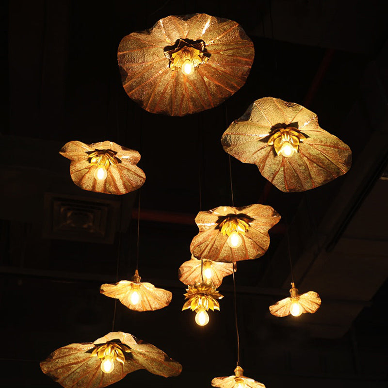 Country Lotus Hanging Ceiling Light 1 Head Metal Drop Pendant in Brass for Dining Room Clearhalo 'Ceiling Lights' 'Pendant Lights' 'Pendants' Lighting' 2283539