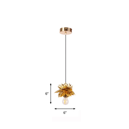 Country Lotus Hanging Ceiling Light 1 Head Metal Drop Pendant in Brass for Dining Room Brass A Clearhalo 'Ceiling Lights' 'Pendant Lights' 'Pendants' Lighting' 2283540_6a9ea577-36cd-41fc-9122-b427b23cf28f