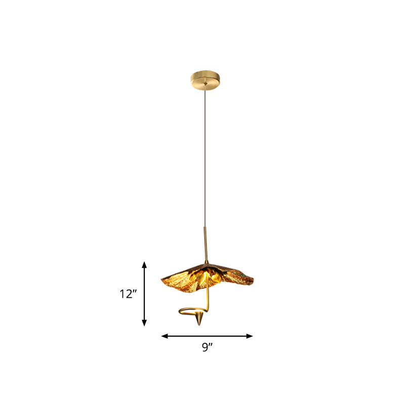 Country Lotus Hanging Ceiling Light 1 Head Metal Drop Pendant in Brass for Dining Room Clearhalo 'Ceiling Lights' 'Pendant Lights' 'Pendants' Lighting' 2283542