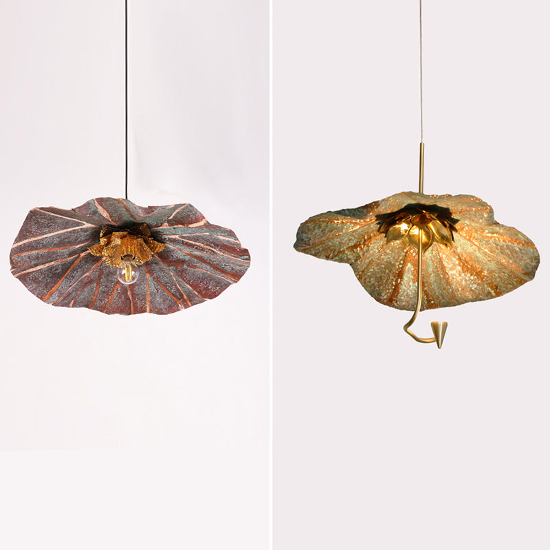 Country Lotus Hanging Ceiling Light 1 Head Metal Drop Pendant in Brass for Dining Room Clearhalo 'Ceiling Lights' 'Pendant Lights' 'Pendants' Lighting' 2283543