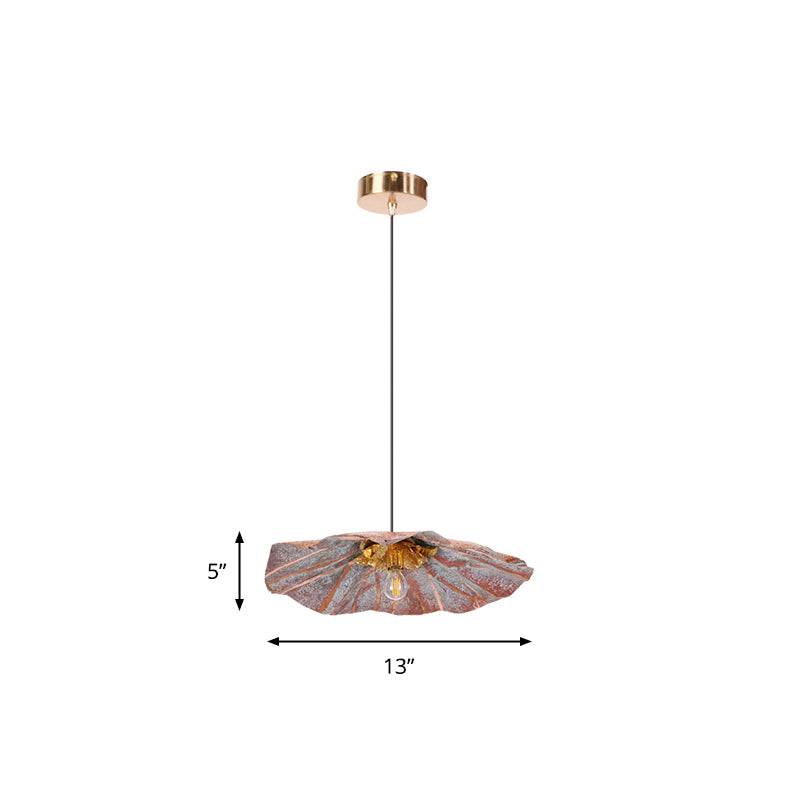 Country Lotus Hanging Ceiling Light 1 Head Metal Drop Pendant in Brass for Dining Room Clearhalo 'Ceiling Lights' 'Pendant Lights' 'Pendants' Lighting' 2283544
