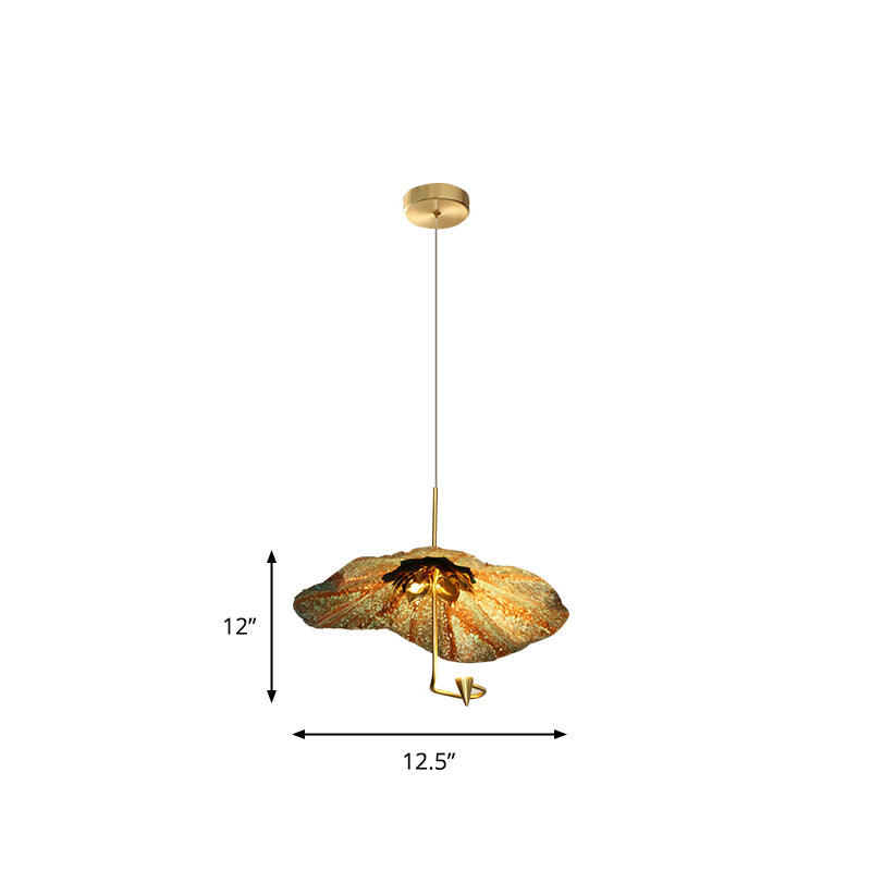 Country Lotus Hanging Ceiling Light 1 Head Metal Drop Pendant in Brass for Dining Room Clearhalo 'Ceiling Lights' 'Pendant Lights' 'Pendants' Lighting' 2283545