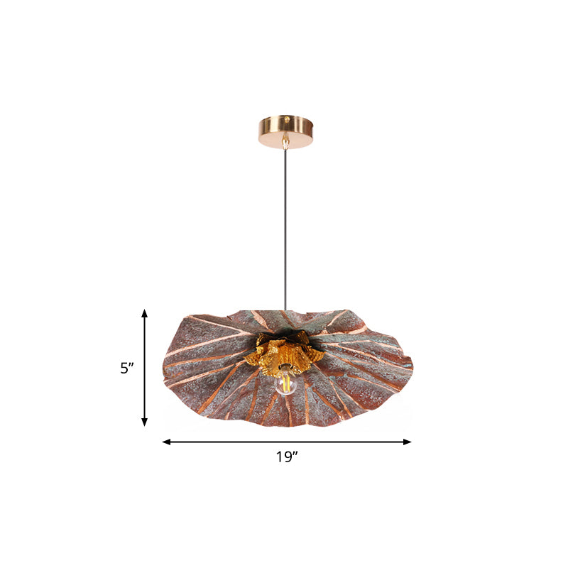 Country Lotus Hanging Ceiling Light 1 Head Metal Drop Pendant in Brass for Dining Room Brass F Clearhalo 'Ceiling Lights' 'Pendant Lights' 'Pendants' Lighting' 2283546_1b352d01-1fbb-4519-abc5-8689dc0df3d9