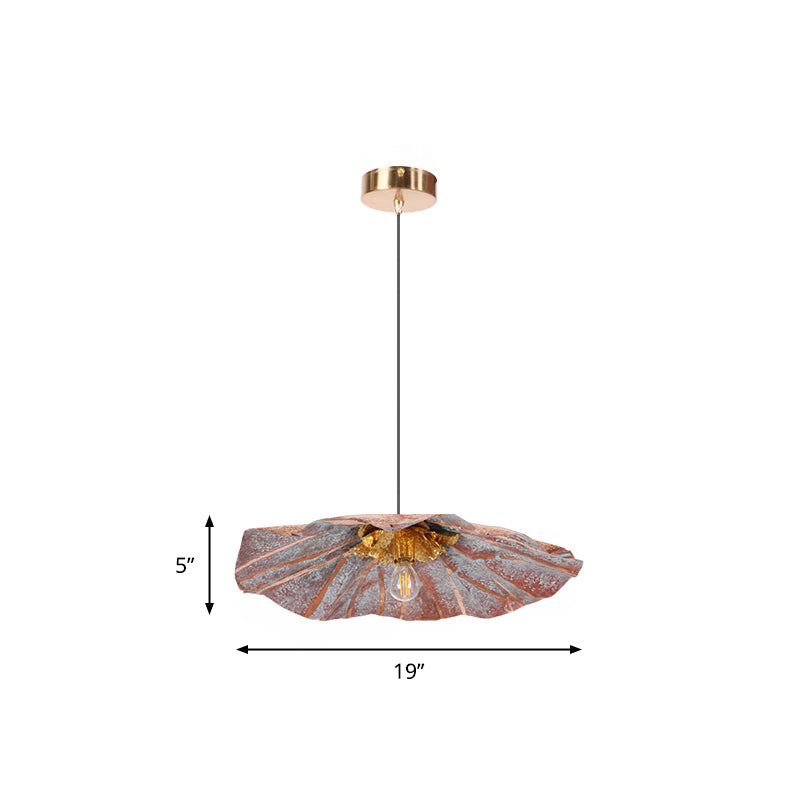 Country Lotus Hanging Ceiling Light 1 Head Metal Drop Pendant in Brass for Dining Room Clearhalo 'Ceiling Lights' 'Pendant Lights' 'Pendants' Lighting' 2283548
