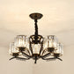 Minimalist Cylindrical Chandelier Tri-Sided Crystal Rod Hanging Light Fixture in Black Clearhalo 'Ceiling Lights' 'Chandeliers' Lighting' options 2283617