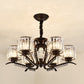 Minimalist Cylindrical Chandelier Tri-Sided Crystal Rod Hanging Light Fixture in Black Clearhalo 'Ceiling Lights' 'Chandeliers' Lighting' options 2283623