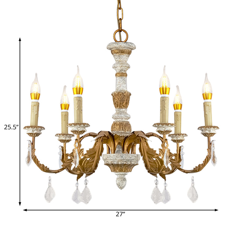 Gold Candle Chandelier Light Traditional Crystal 6 Lights Living Room Hanging Light Fixture Clearhalo 'Ceiling Lights' 'Chandeliers' Lighting' options 228395
