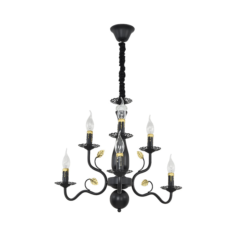 5/12/16 Lights Metal Pendant Chandelier Rustic Black/Gold Candle Dining Room Hanging Ceiling Fixture Clearhalo 'Ceiling Lights' 'Chandeliers' Lighting' options 228416