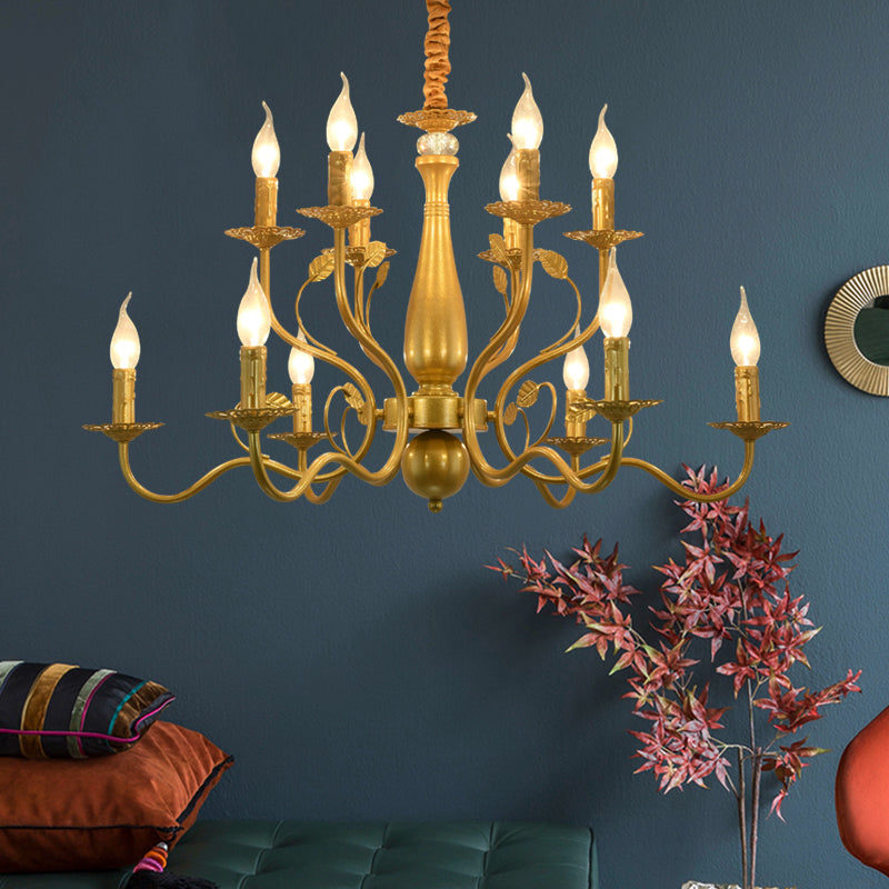 5/12/16 Lights Metal Pendant Chandelier Rustic Black/Gold Candle Dining Room Hanging Ceiling Fixture 12 Gold Clearhalo 'Ceiling Lights' 'Chandeliers' Lighting' options 228427_696026ef-6c3c-45c4-8cf4-e41c2041e546