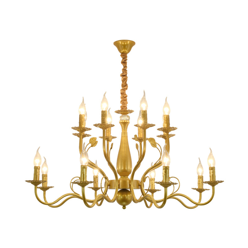 5/12/16 Lights Metal Pendant Chandelier Rustic Black/Gold Candle Dining Room Hanging Ceiling Fixture Clearhalo 'Ceiling Lights' 'Chandeliers' Lighting' options 228433