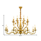 5/12/16 Lights Metal Pendant Chandelier Rustic Black/Gold Candle Dining Room Hanging Ceiling Fixture Clearhalo 'Ceiling Lights' 'Chandeliers' Lighting' options 228434