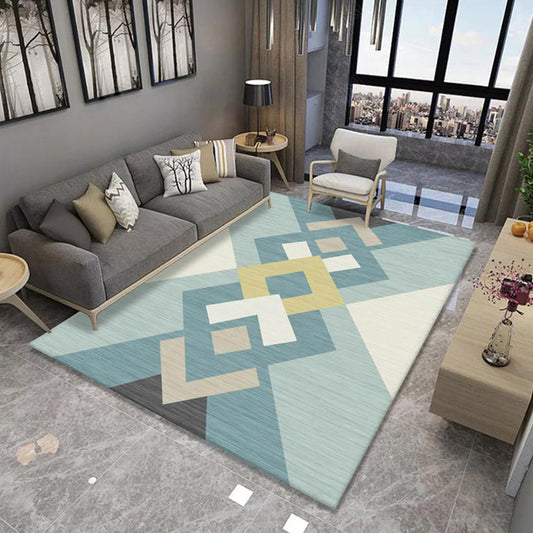 Formal Living Room Rug Multi Color Geometric Patterned Carpet Synthetics Anti-Slip Backing Washable Rug Lake Blue Clearhalo 'Area Rug' 'Modern' 'Rugs' Rug' 2285203