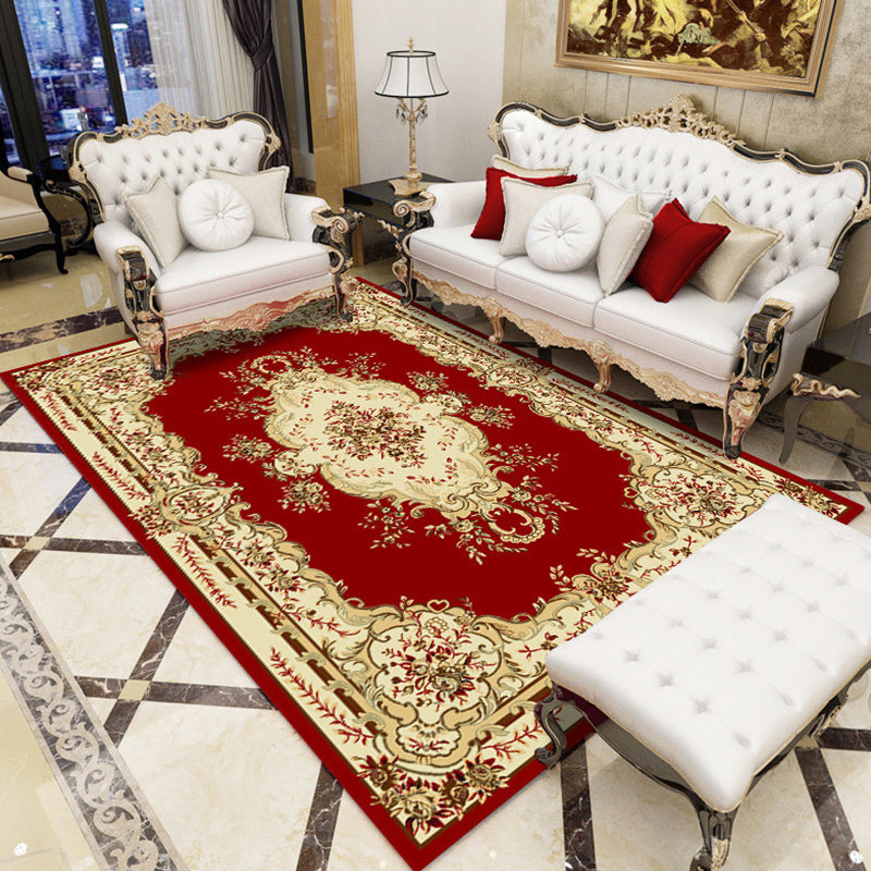 Olden Floral Print Rug Multi Color Polyster Indoor Rug Non-Slip Backing Pet Friendly Area Carpet for Living Room Red Clearhalo 'Area Rug' 'Rugs' 'Vintage' Rug' 2285223