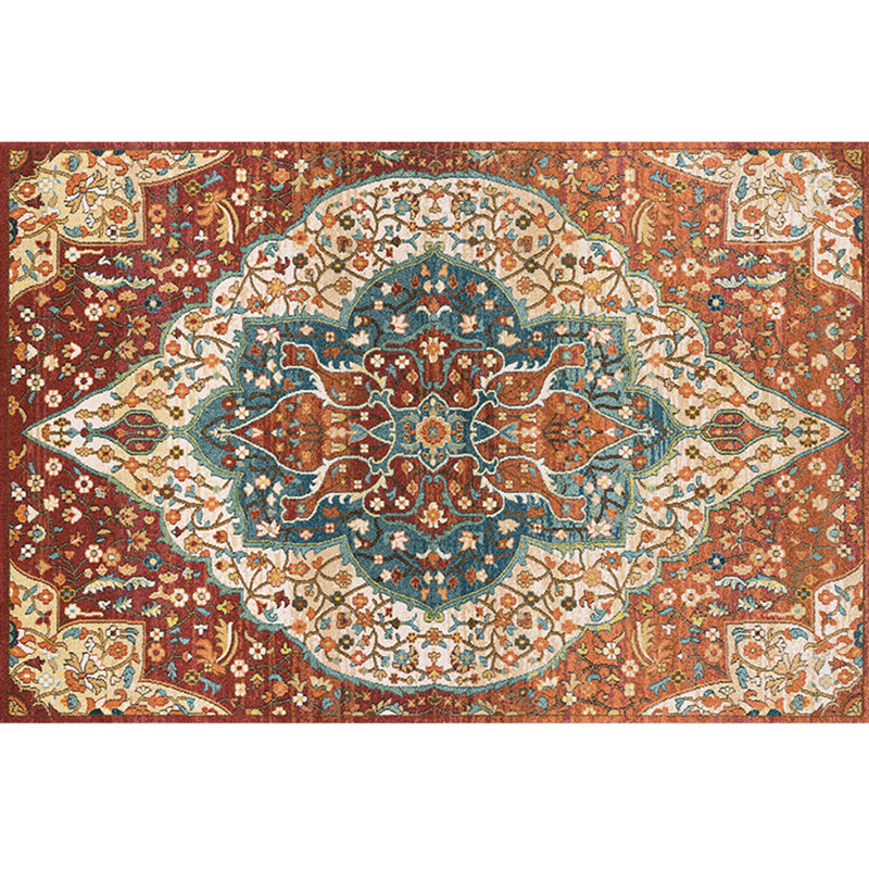 Multi Colored Geometric Rug Synthetics Retro Area Carpet Anti-Slip Backing Easy Care Indoor Rug for Parlor Orange Red Clearhalo 'Area Rug' 'Rugs' 'Vintage' Rug' 2285236