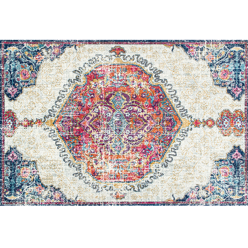 Multi Colored Geometric Rug Synthetics Retro Area Carpet Anti-Slip Backing Easy Care Indoor Rug for Parlor Beige Clearhalo 'Area Rug' 'Rugs' 'Vintage' Rug' 2285242