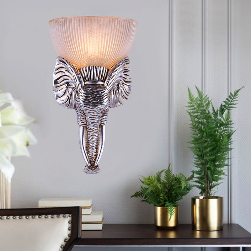 Silver Elephant Sconce Light Traditional Prism Glass 1 Light Hallway Wall Mounted Light Clearhalo 'Wall Lamps & Sconces' 'Wall Lights' Lighting' 228525