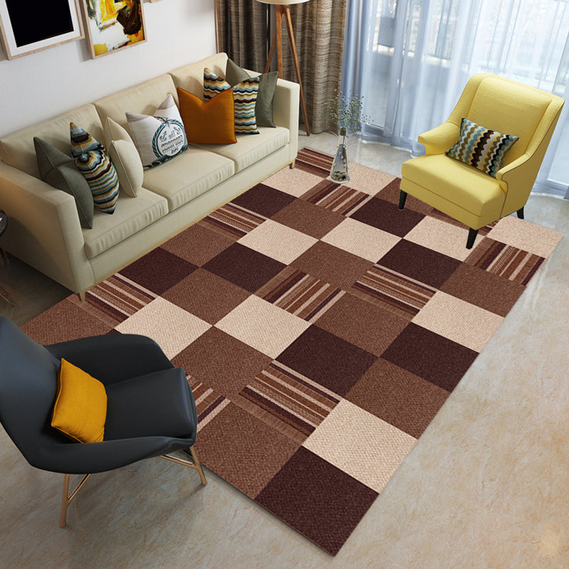 Vintage Living Room Rug Multi Color Geo Patterned Area Rug Polyster Non-Slip Machine Washable Carpet Brown Clearhalo 'Area Rug' 'Rugs' 'Vintage' Rug' 2285254