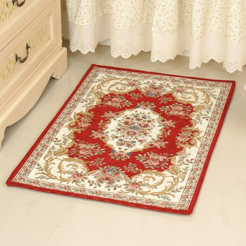 Fancy Living Room Rug Multi Colored Polypropylene Area Carpet Non-Slip Backing Easy Care Indoor Rug Red Clearhalo 'Area Rug' 'Rugs' 'Vintage' Rug' 2285275