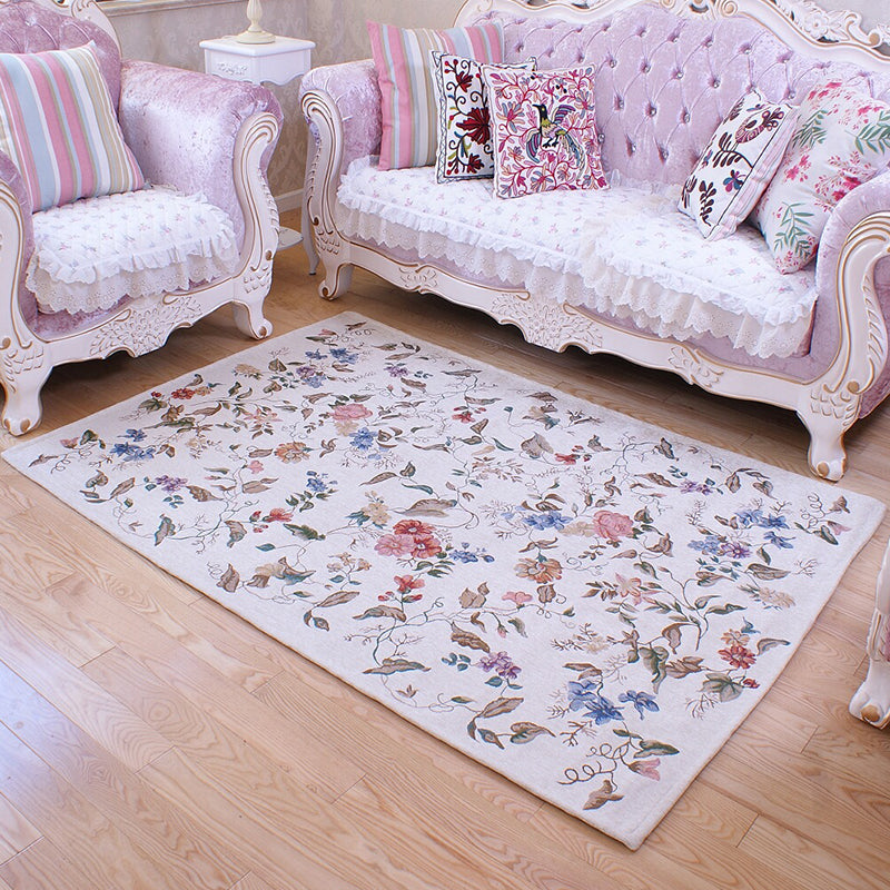 Multi Colored Flower Rug Polyster Vintage Area Rug Anti-Slip Pet Friendly Easy Care Indoor Rug for Decoration Pink Clearhalo 'Area Rug' 'Rugs' 'Vintage' Rug' 2285284
