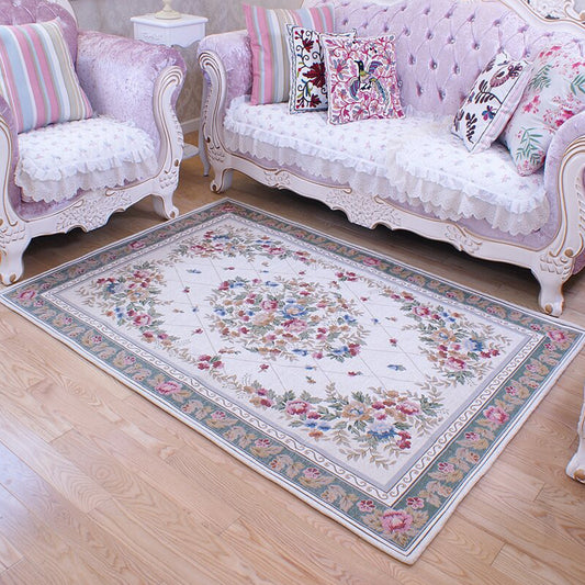 Multi Colored Flower Rug Polyster Vintage Area Rug Anti-Slip Pet Friendly Easy Care Indoor Rug for Decoration Pink-Blue Clearhalo 'Area Rug' 'Rugs' 'Vintage' Rug' 2285285