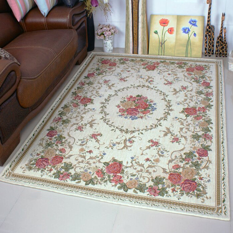 Multi Colored Flower Rug Polyster Vintage Area Rug Anti-Slip Pet Friendly Easy Care Indoor Rug for Decoration Red Clearhalo 'Area Rug' 'Rugs' 'Vintage' Rug' 2285286