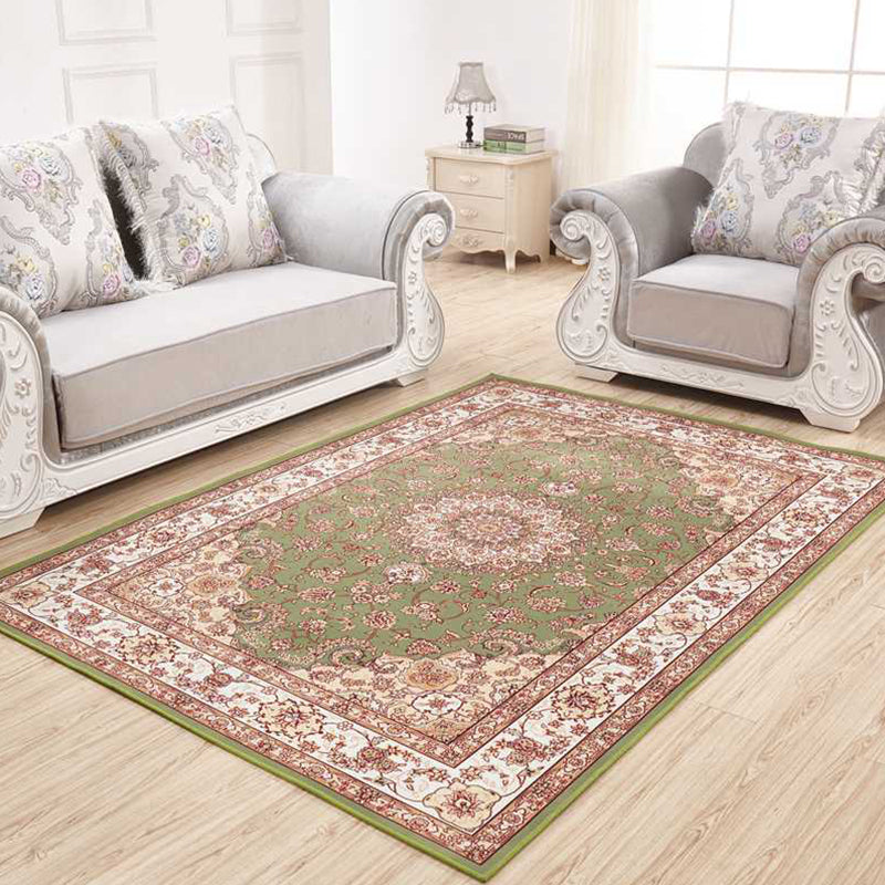 Shabby Chic Flower Rug Multi Colored Polypropylene Indoor Rug Easy Care Pet Friendly Area Carpet for Living Room Green Clearhalo 'Area Rug' 'Rugs' 'Vintage' Rug' 2285291