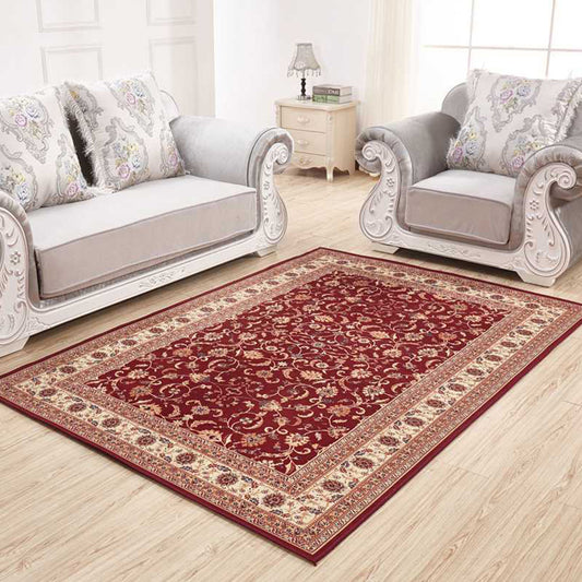 Shabby Chic Flower Rug Multi Colored Polypropylene Indoor Rug Easy Care Pet Friendly Area Carpet for Living Room Brick Red Clearhalo 'Area Rug' 'Rugs' 'Vintage' Rug' 2285293