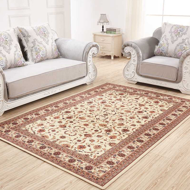 Shabby Chic Flower Rug Multi Colored Polypropylene Indoor Rug Easy Care Pet Friendly Area Carpet for Living Room Camel Clearhalo 'Area Rug' 'Rugs' 'Vintage' Rug' 2285294