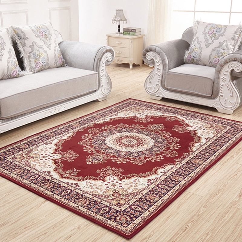 Shabby Chic Flower Rug Multi Colored Polypropylene Indoor Rug Easy Care Pet Friendly Area Carpet for Living Room Red Clearhalo 'Area Rug' 'Rugs' 'Vintage' Rug' 2285298