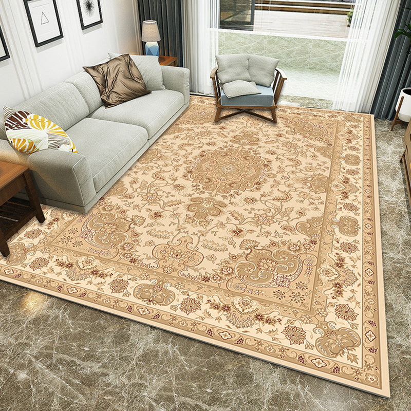 Multi-Colored Parlor Rug Nostalgia Flower Printed Area Carpet Non-Slip Backing Washable Rug Champagne Clearhalo 'Area Rug' 'Rugs' 'Vintage' Rug' 2285309