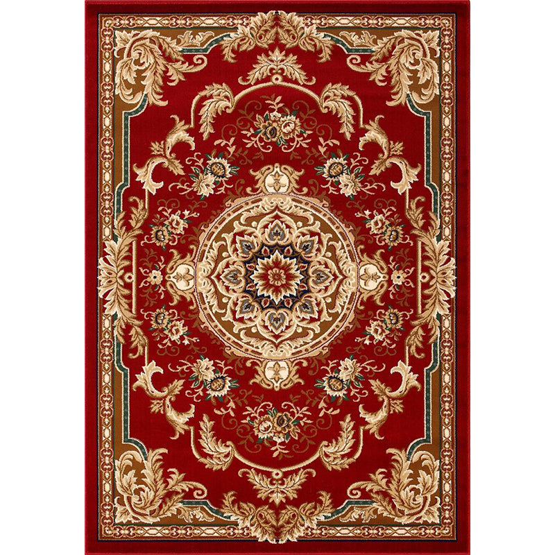 Olden Floral Printed Rug Multi Colored Synthetics Area Carpet Pet Friendly Easy Care Indoor Rug for Parlor Dark Red Clearhalo 'Area Rug' 'Rugs' 'Vintage' Rug' 2285332