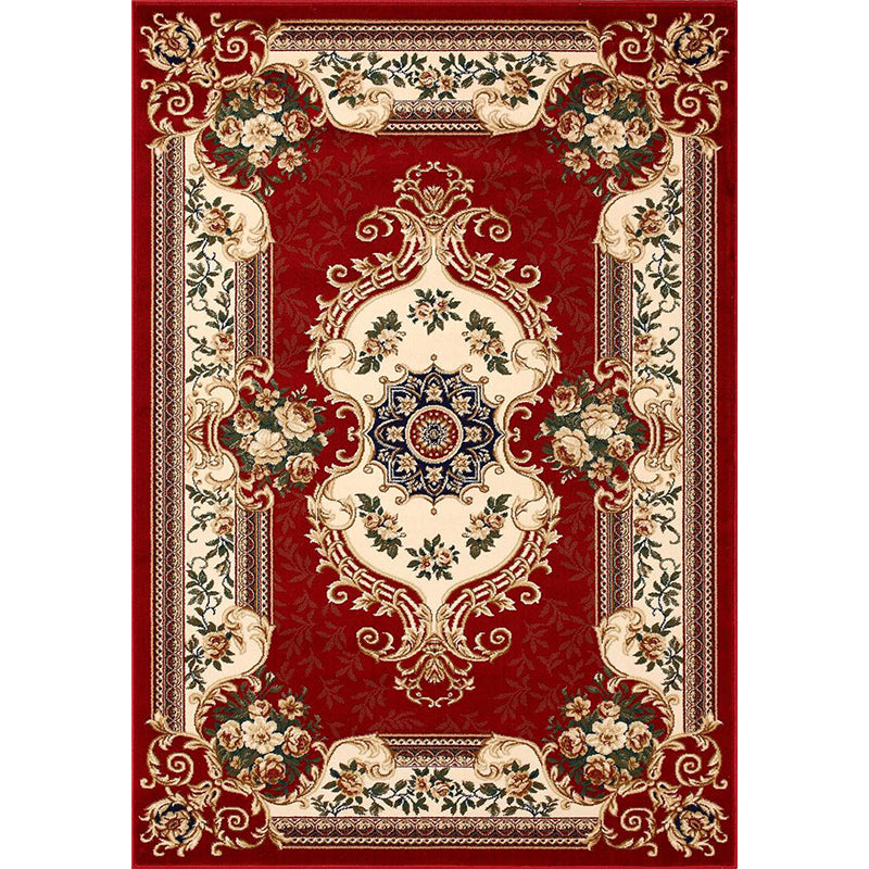 Olden Floral Printed Rug Multi Colored Synthetics Area Carpet Pet Friendly Easy Care Indoor Rug for Parlor Crimson Clearhalo 'Area Rug' 'Rugs' 'Vintage' Rug' 2285334