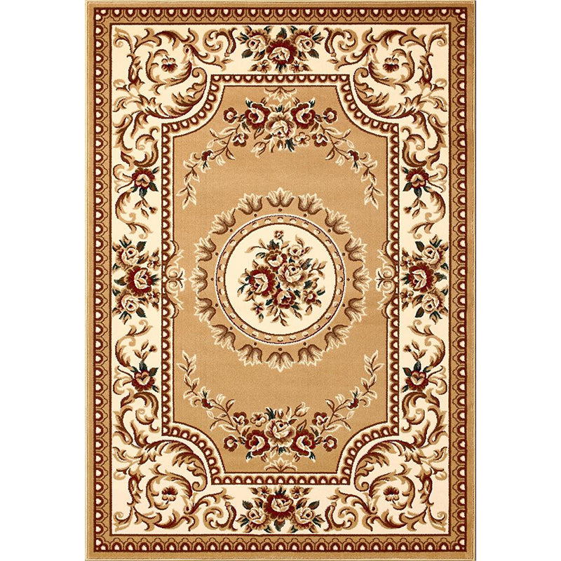 Olden Floral Printed Rug Multi Colored Synthetics Area Carpet Pet Friendly Easy Care Indoor Rug for Parlor Khaki Clearhalo 'Area Rug' 'Rugs' 'Vintage' Rug' 2285348