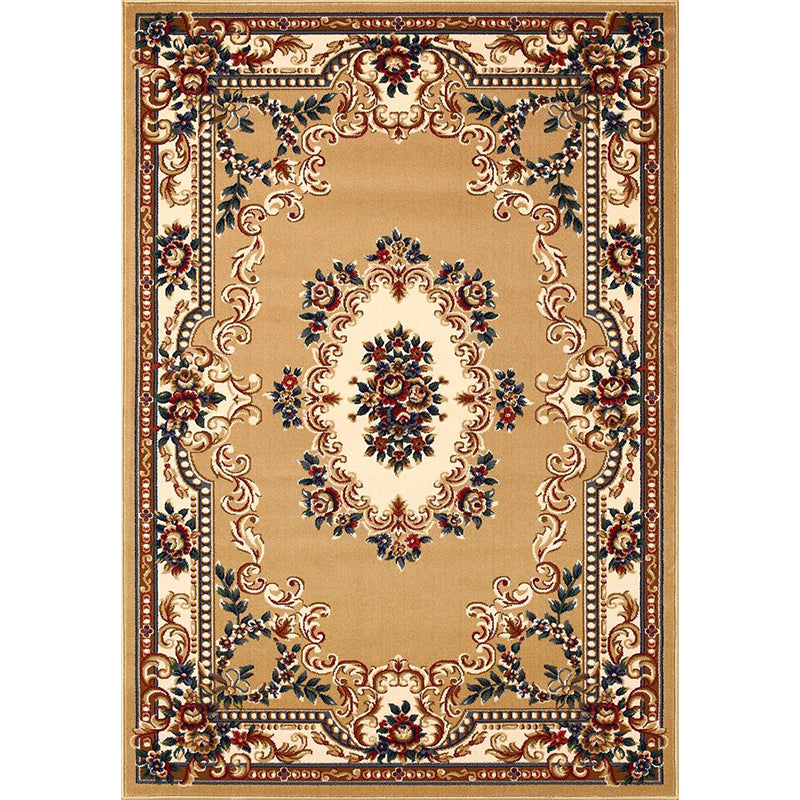Olden Floral Printed Rug Multi Colored Synthetics Area Carpet Pet Friendly Easy Care Indoor Rug for Parlor Camel Clearhalo 'Area Rug' 'Rugs' 'Vintage' Rug' 2285349