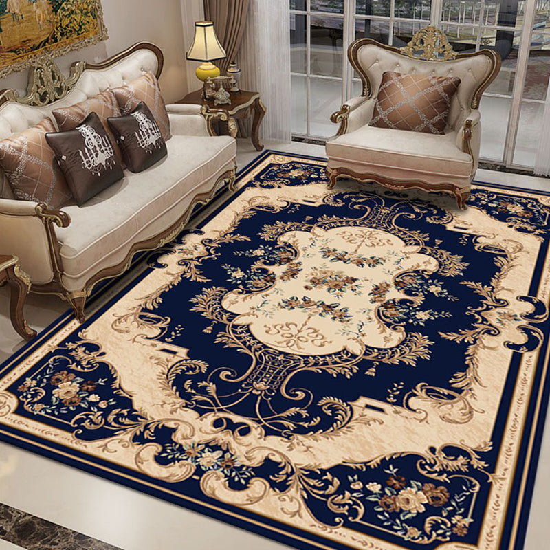 Vintage Decoration Rug Multi Colored Flower Print Polyster Area Carpet Pet Friendly Stain-Resistant Indoor Rug Navy Clearhalo 'Area Rug' 'Rugs' 'Vintage' Rug' 2285350
