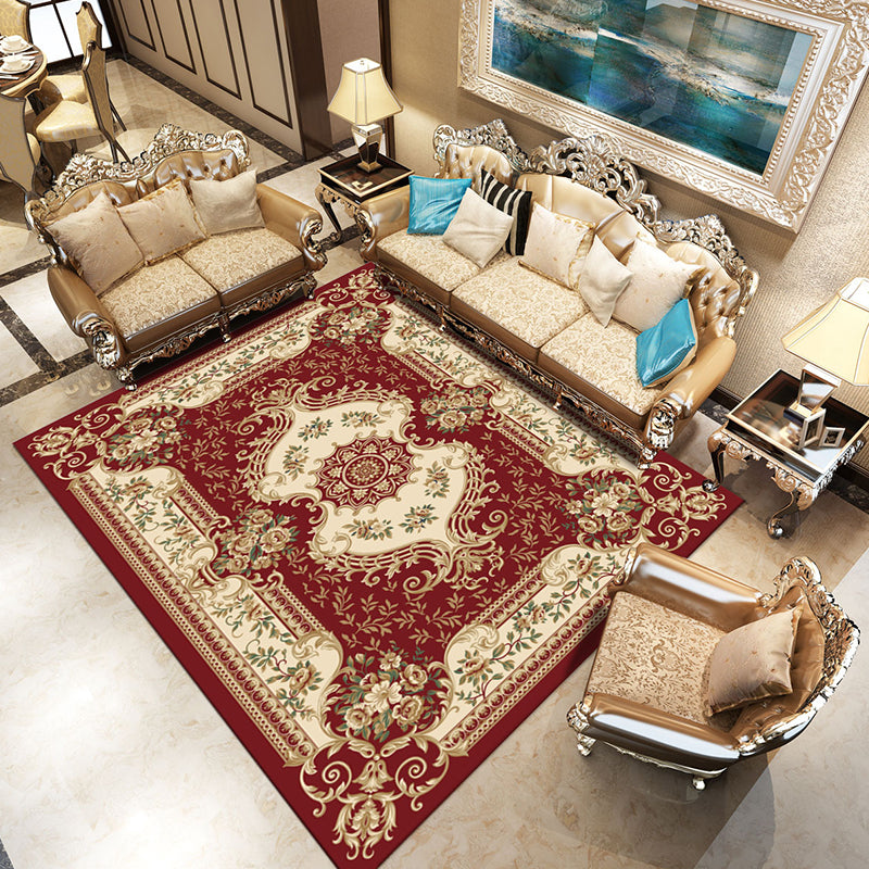 Vintage Decoration Rug Multi Colored Flower Print Polyster Area Carpet Pet Friendly Stain-Resistant Indoor Rug Light Red Clearhalo 'Area Rug' 'Rugs' 'Vintage' Rug' 2285354