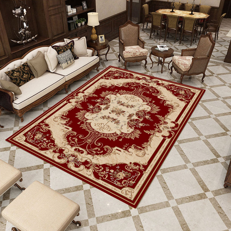Vintage Decoration Rug Multi Colored Flower Print Polyster Area Carpet Pet Friendly Stain-Resistant Indoor Rug Burgundy Clearhalo 'Area Rug' 'Rugs' 'Vintage' Rug' 2285356