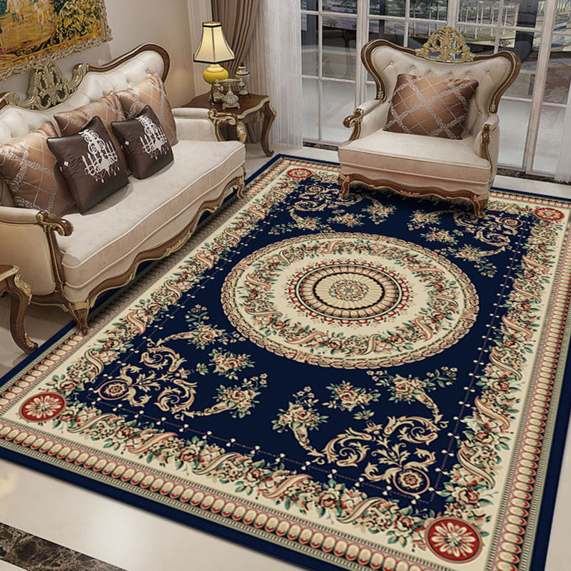 Vintage Decoration Rug Multi Colored Flower Print Polyster Area Carpet Pet Friendly Stain-Resistant Indoor Rug Navy Clearhalo 'Area Rug' 'Rugs' 'Vintage' Rug' 2285357