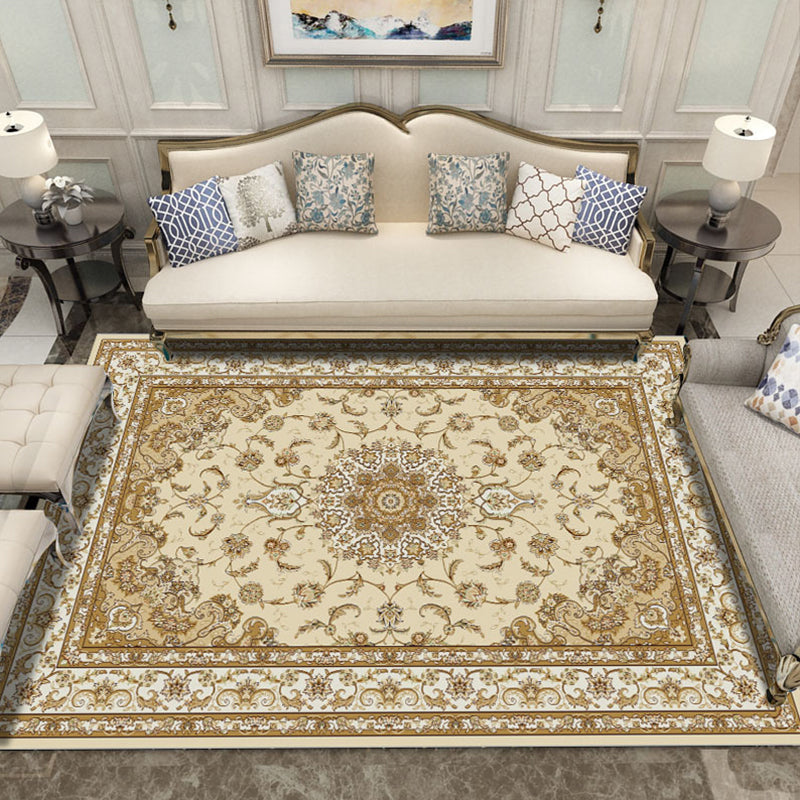 Vintage Decoration Rug Multi Colored Flower Print Polyster Area Carpet Pet Friendly Stain-Resistant Indoor Rug Camel Clearhalo 'Area Rug' 'Rugs' 'Vintage' Rug' 2285358