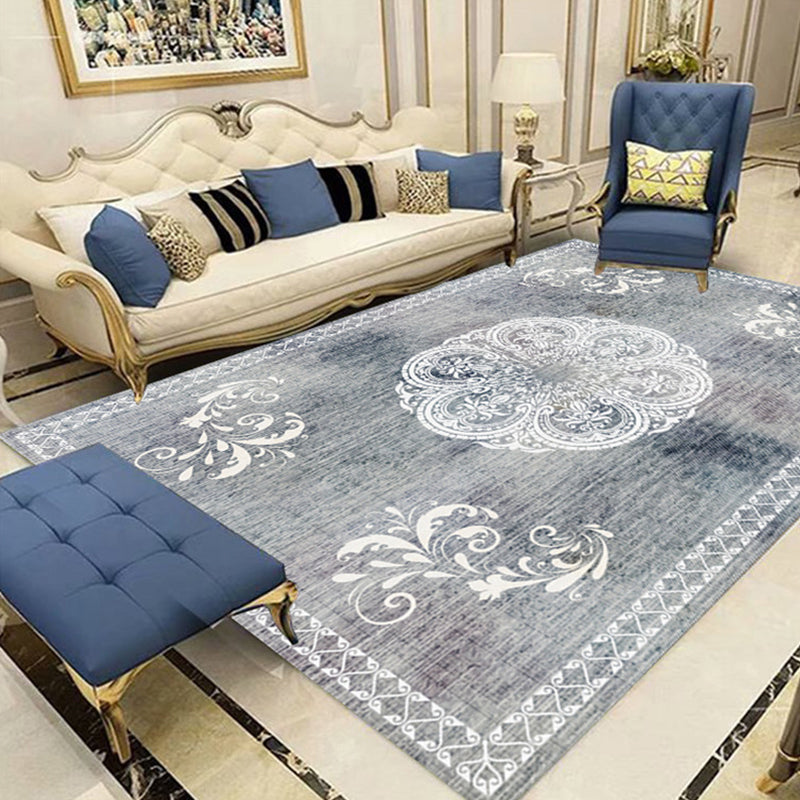 Multicolor Shabby Chic Rug Polyster Floral Printed Area Carpet Non-Slip Backing Washable Rug for Parlor Grey Clearhalo 'Area Rug' 'Rugs' 'Vintage' Rug' 2285366