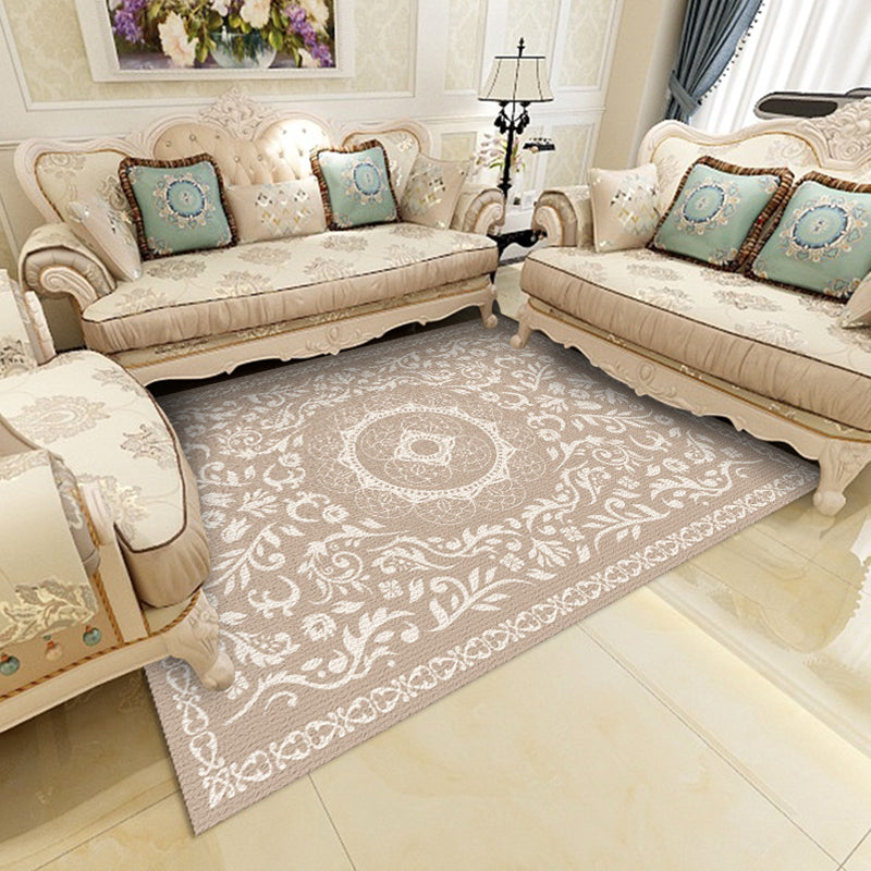 Multicolor Shabby Chic Rug Polyster Floral Printed Area Carpet Non-Slip Backing Washable Rug for Parlor Camel Clearhalo 'Area Rug' 'Rugs' 'Vintage' Rug' 2285367