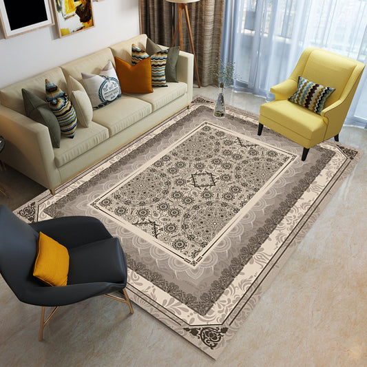 Multicolor Shabby Chic Rug Polyster Floral Printed Area Carpet Non-Slip Backing Washable Rug for Parlor Khaki Clearhalo 'Area Rug' 'Rugs' 'Vintage' Rug' 2285372