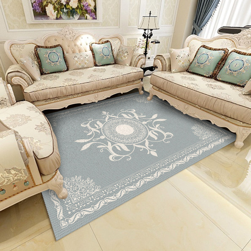 Multicolor Shabby Chic Rug Polyster Floral Printed Area Carpet Non-Slip Backing Washable Rug for Parlor Smoke Gray Clearhalo 'Area Rug' 'Rugs' 'Vintage' Rug' 2285378