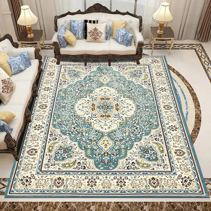 Retro Living Room Rug Multi Colored Flower Pattern Indoor Rug Polypropylene Non-Slip Machine Washable Rug Light Blue Clearhalo 'Area Rug' 'Rugs' 'Vintage' Rug' 2285382